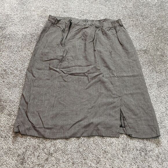 JP Collections Skirt Women 24 Black Gray Knee Length Rayon Made in Japan Vintage - Picture 2 of 10